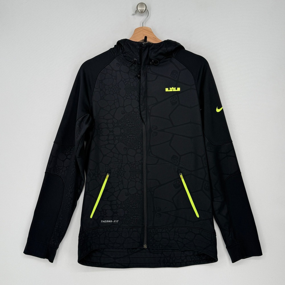 Nike LeBron James Hoodie Mens Small Black Neon Therma-FIT Gorpcore Streetwear